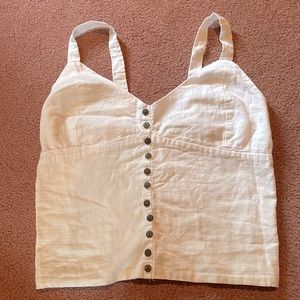 Medium White button down crop tank top